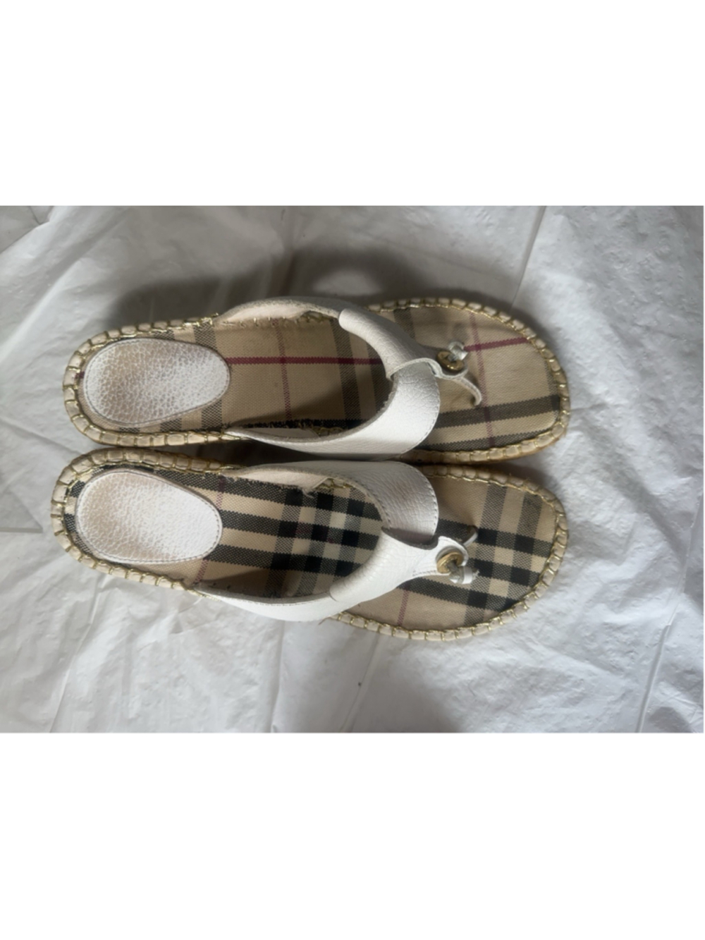 Burberry EU Size 41 Nova Check Espadrille Wedge Sandals shoes white - Picture 12 of 16